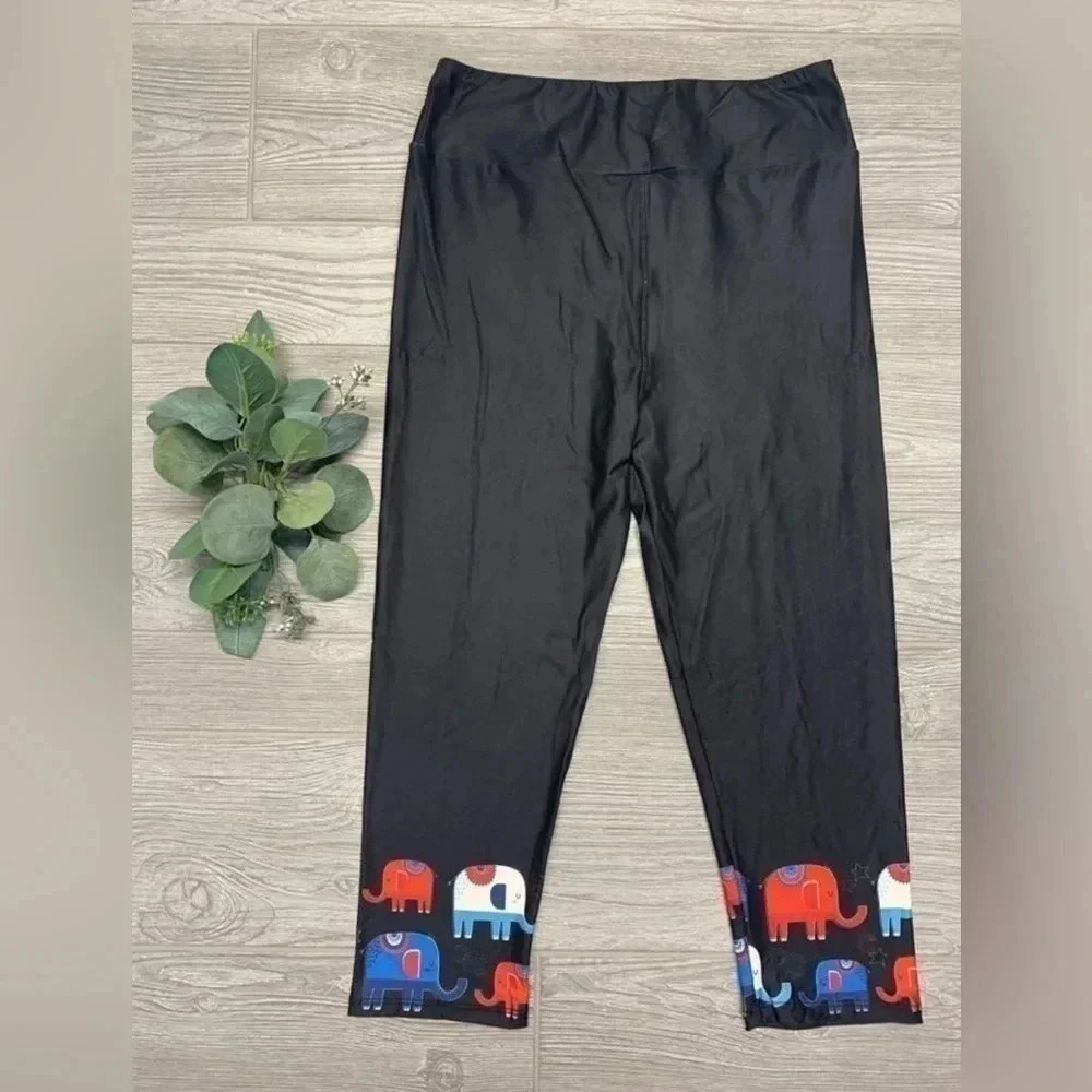 Elephant Americana Capri OS Leggings NWOT